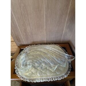 Late 20th Century German Crystal Wave Monumental Centerpiece Serving Tray